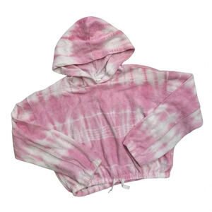 NWT Shade Critters Terry Cropped Pink Tie Dye Hoodie